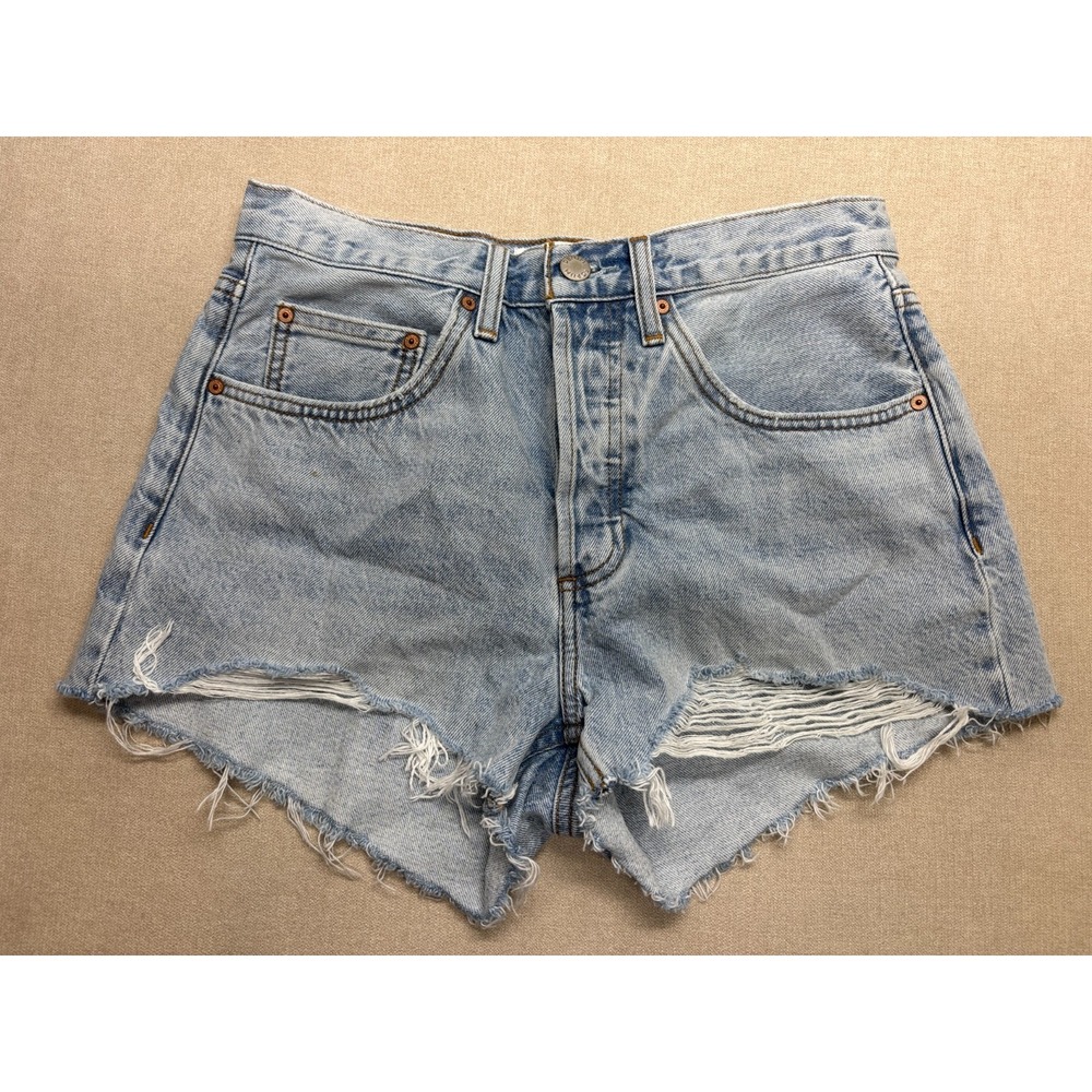 Aritzia Denim Forum Shorts Womens 27 Blue 90s Vintage Cut Off Jean Button Fly